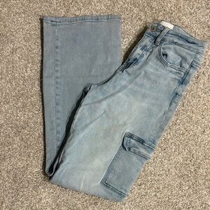 Vervet Light Wash Wide Leg Cargo Jeans, Size 23